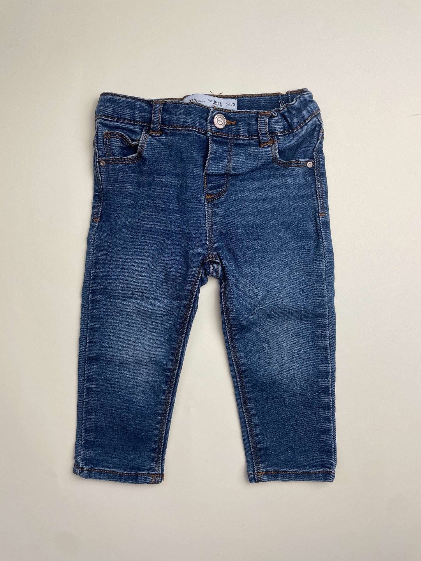 Jeans skinny in denim blu per neonata