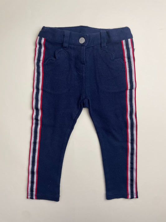 Pantaloni Blu Navy con Bande Laterali