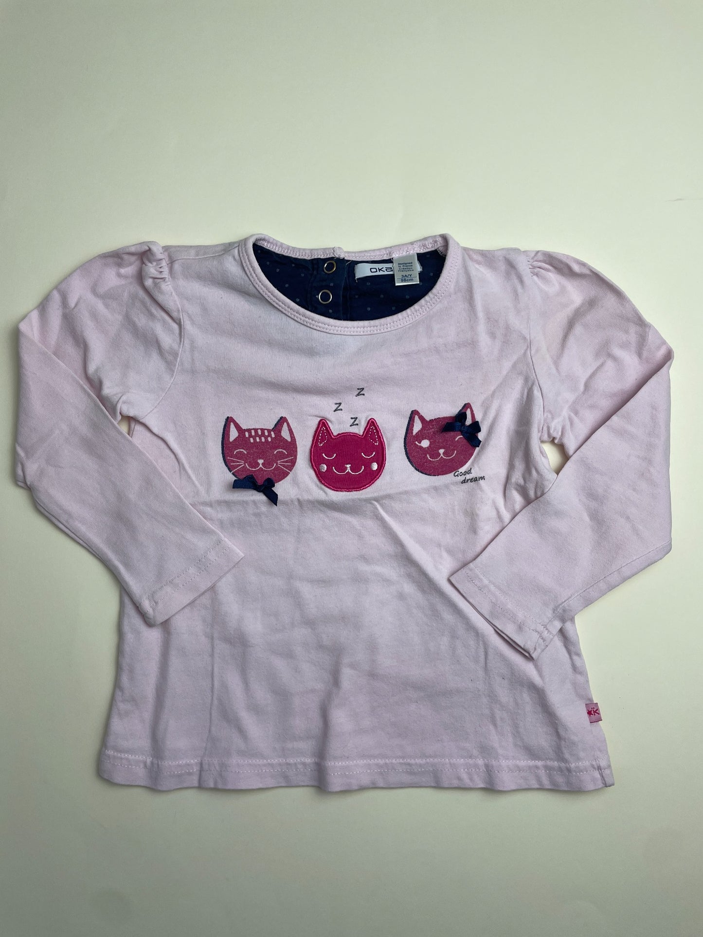 Maglietta Bambina Maniche Lunghe Rosa con Gatti