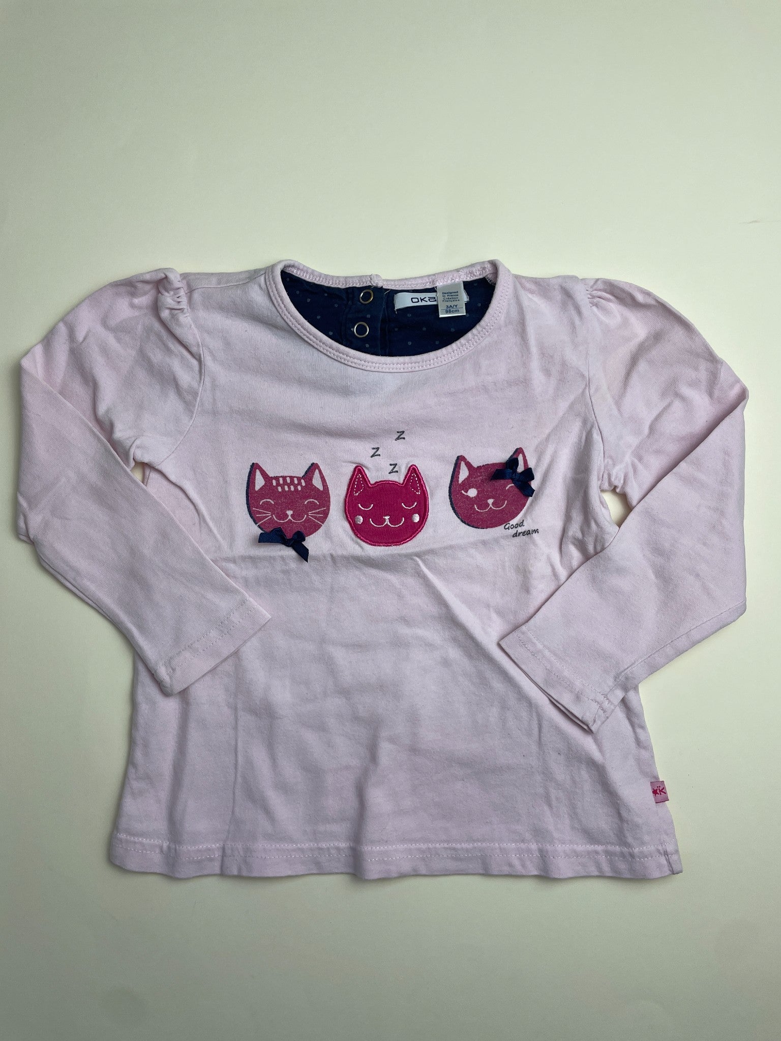 Maglietta Bambina Maniche Lunghe Rosa con Gatti