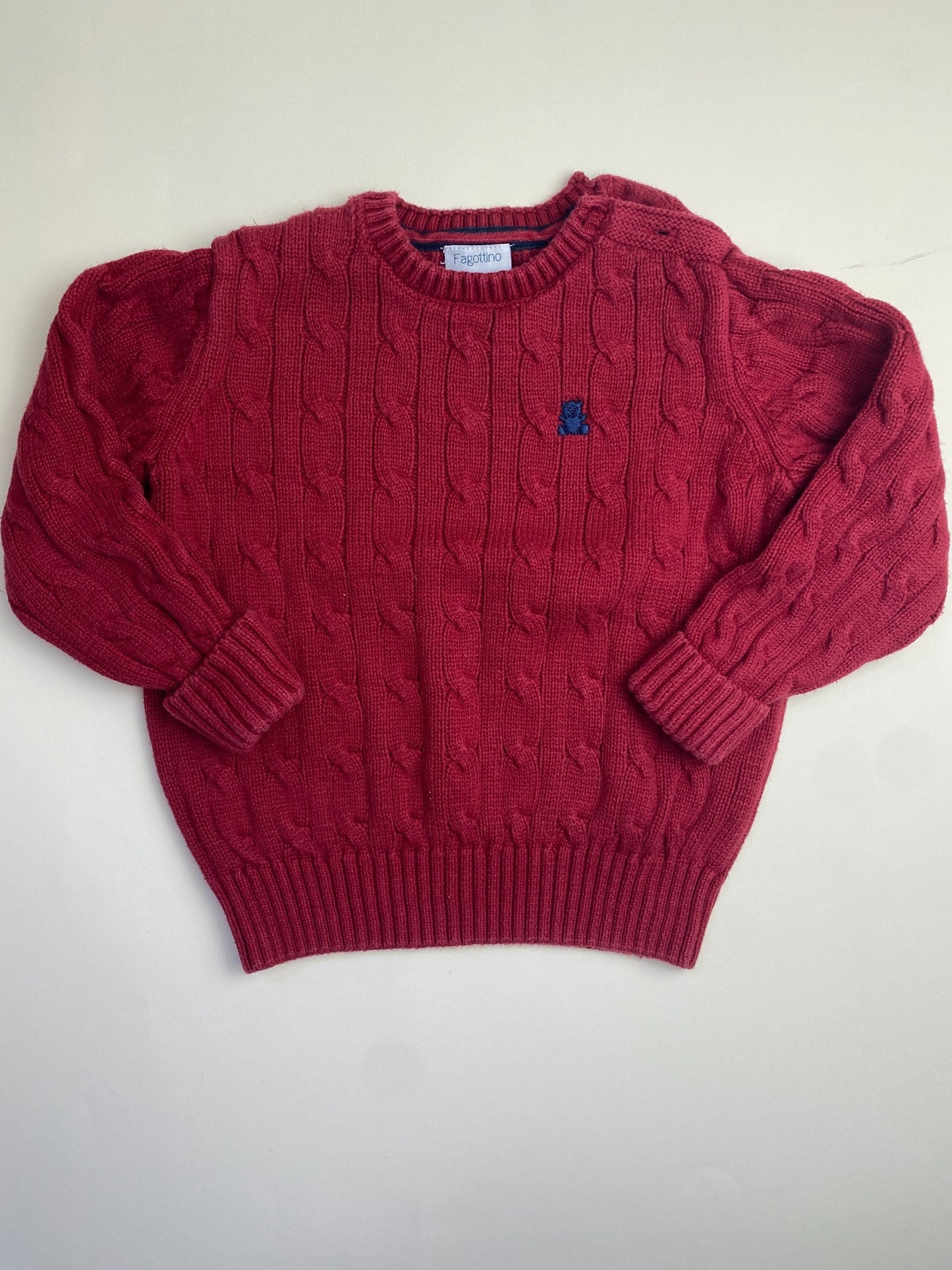 Maglione rosso bordeaux a trecce per bambino