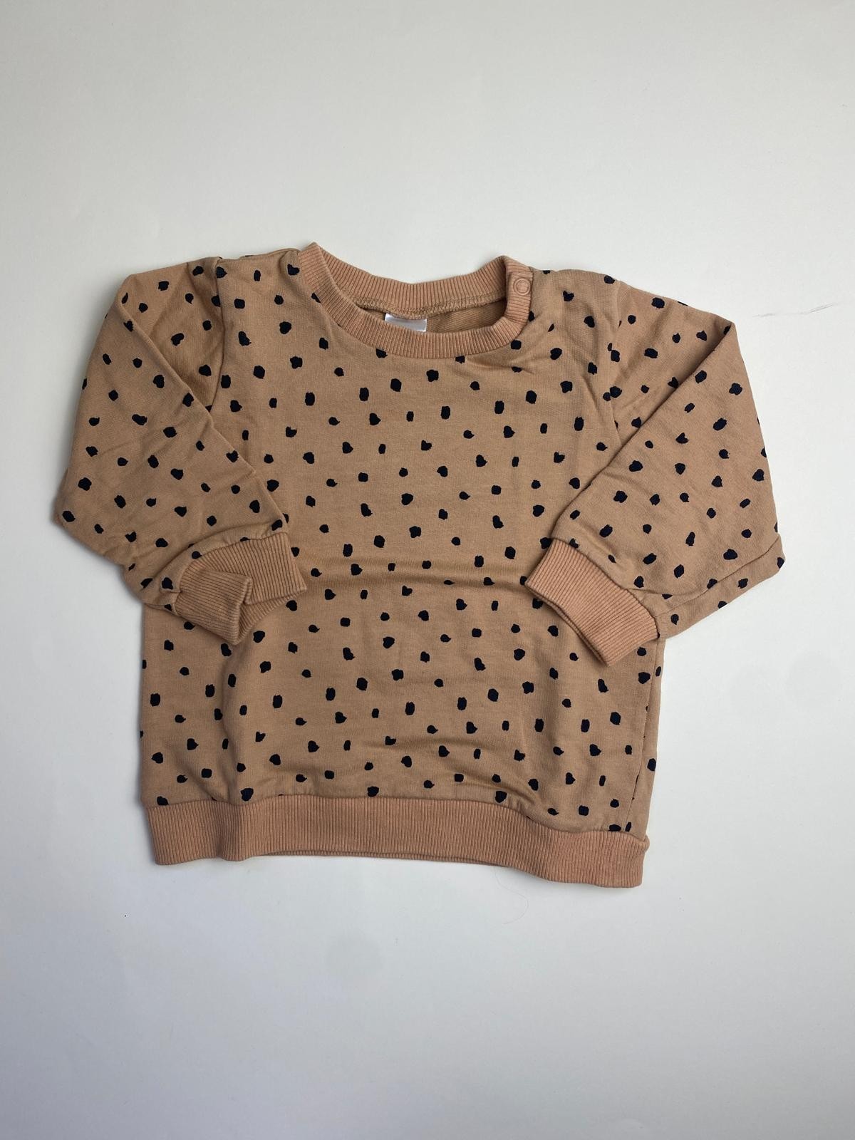 Felpa Bambina a Pois Neri Beige