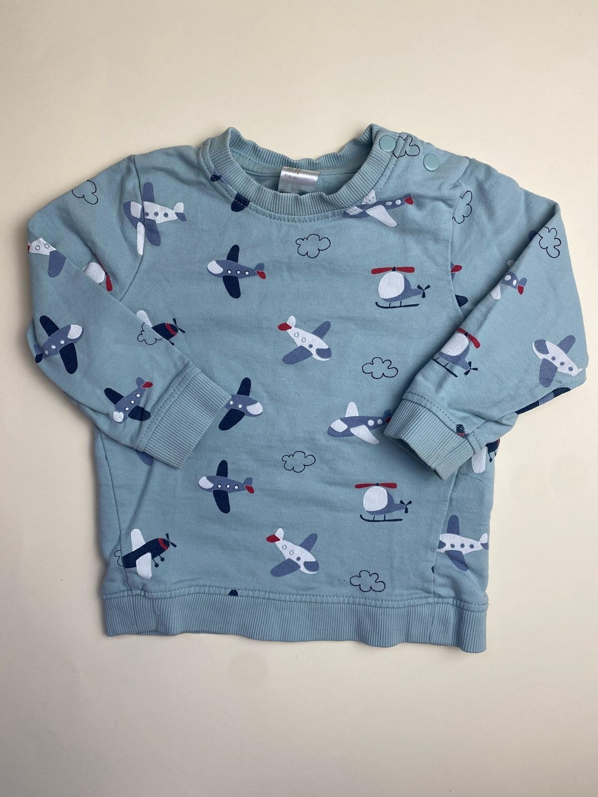 Felpa Bambino Azzurra con Fantasia Aerei e Elicotteri