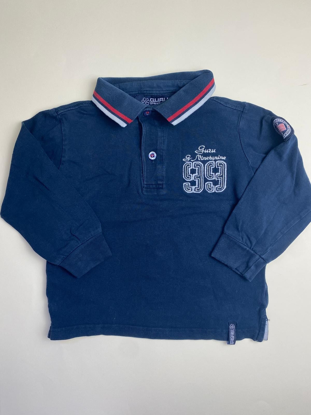 Polo a maniche lunghe blu navy con ricamo