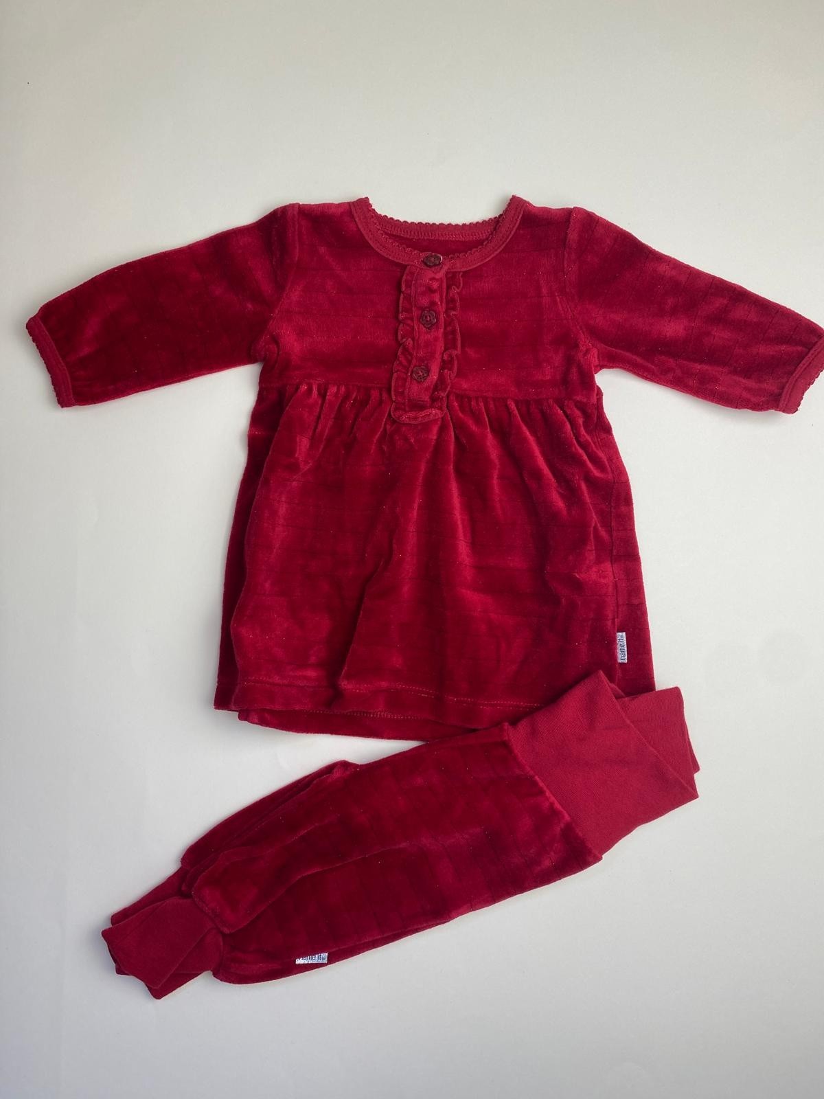 Completo in Velluto Rosso per Neonata