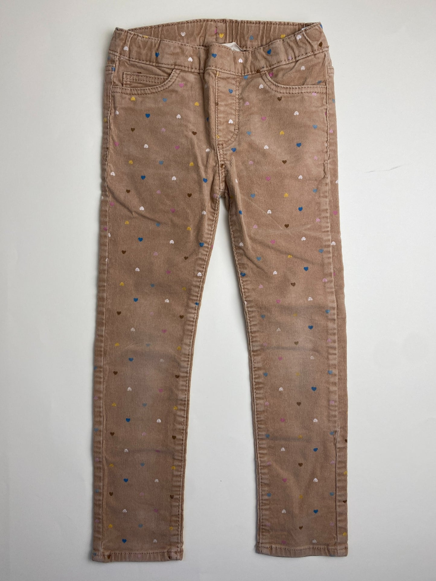 Pantaloni in velluto a costine con cuori multicolore