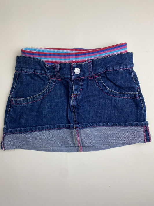 Gonna di jeans per bambina con elastico a righe