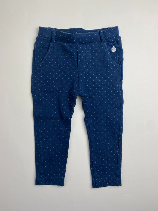 Pantaloni Bambina Blu Scuro a Pois con Fiocco