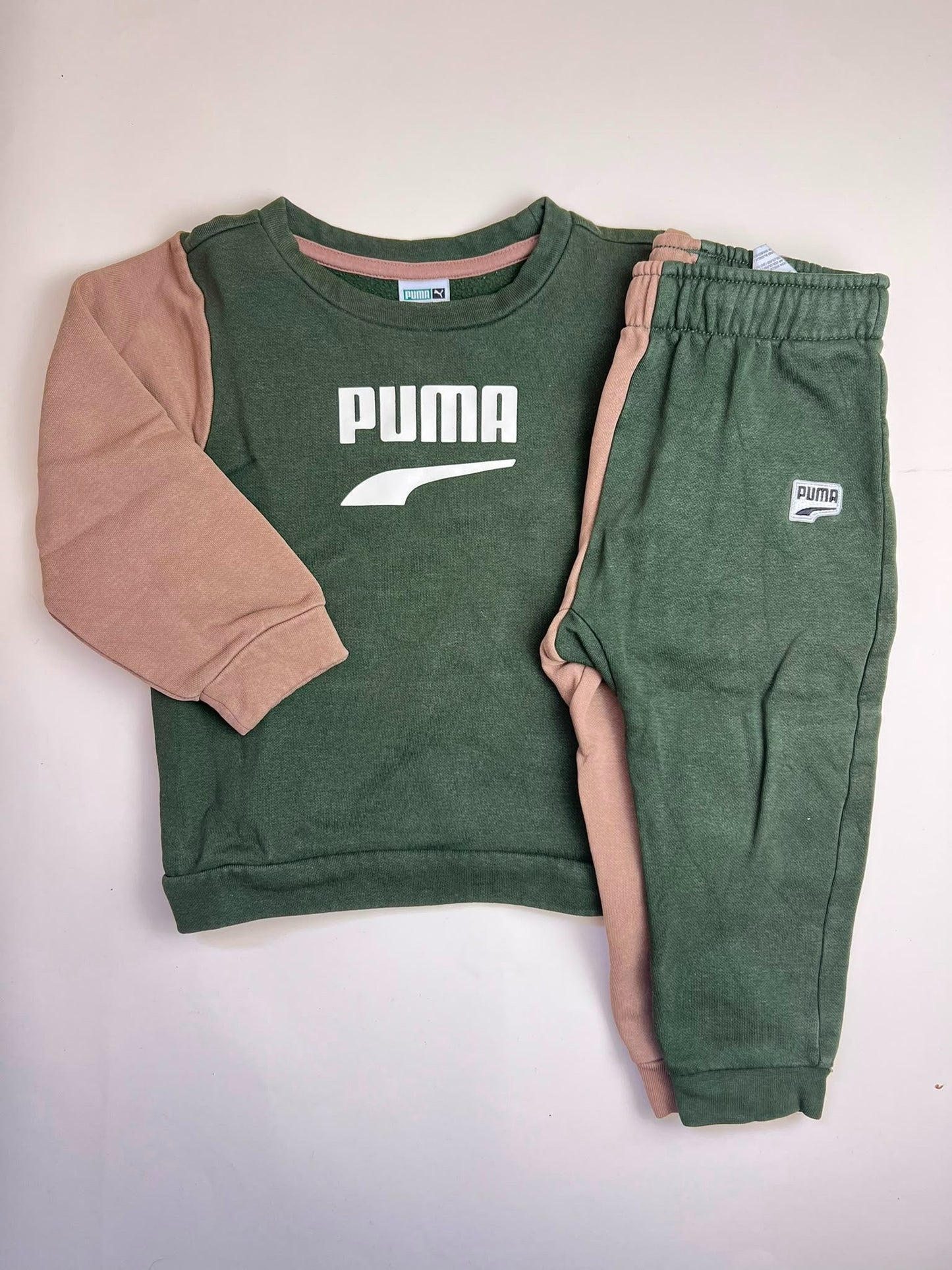 Tuta Sportiva Bambino Puma Bicolore Verde e Rosa Antico