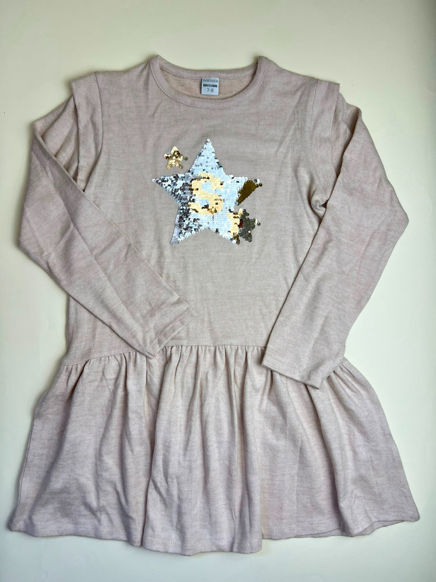 Vestito bambina maniche lunghe con paillettes stella