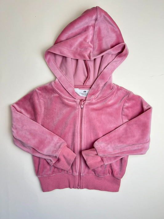 Felpa con cappuccio rosa in ciniglia