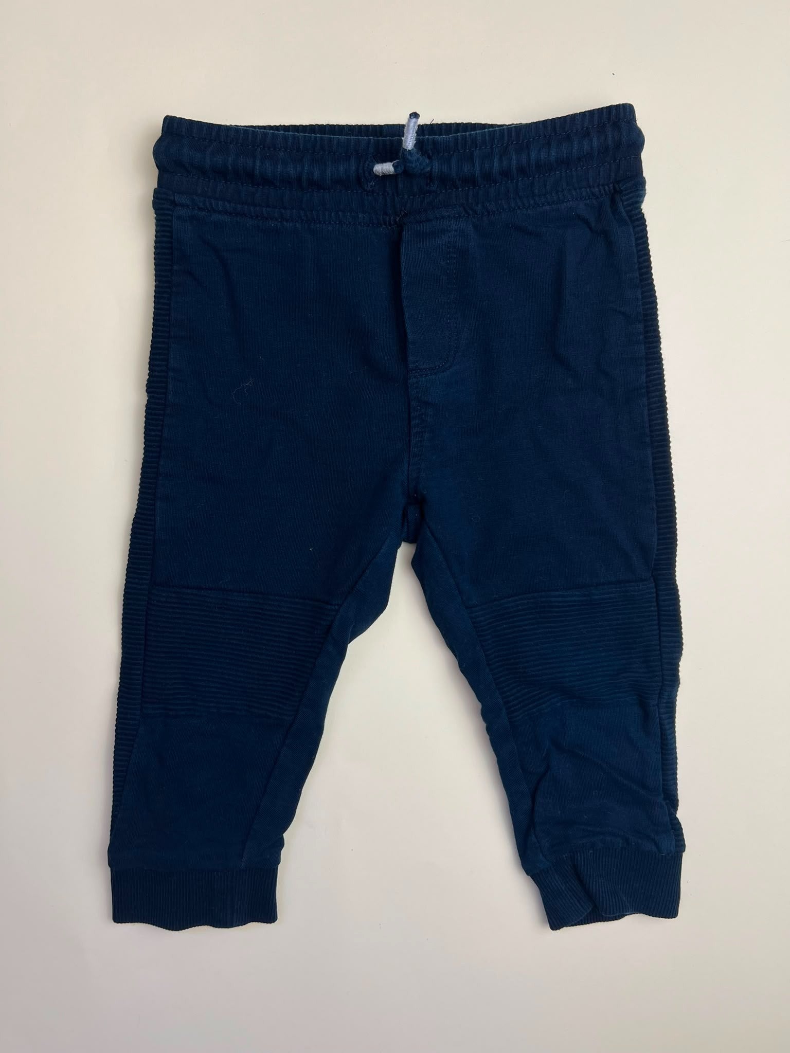 Pantaloni Jogger Bambino Blu Navy con Dettagli a Costine