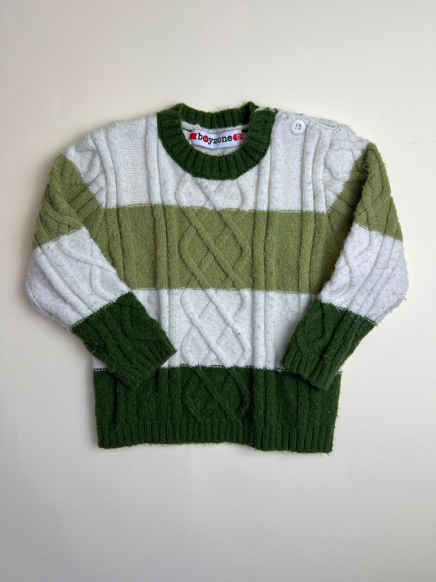 Maglione a righe verde e bianco per bambino