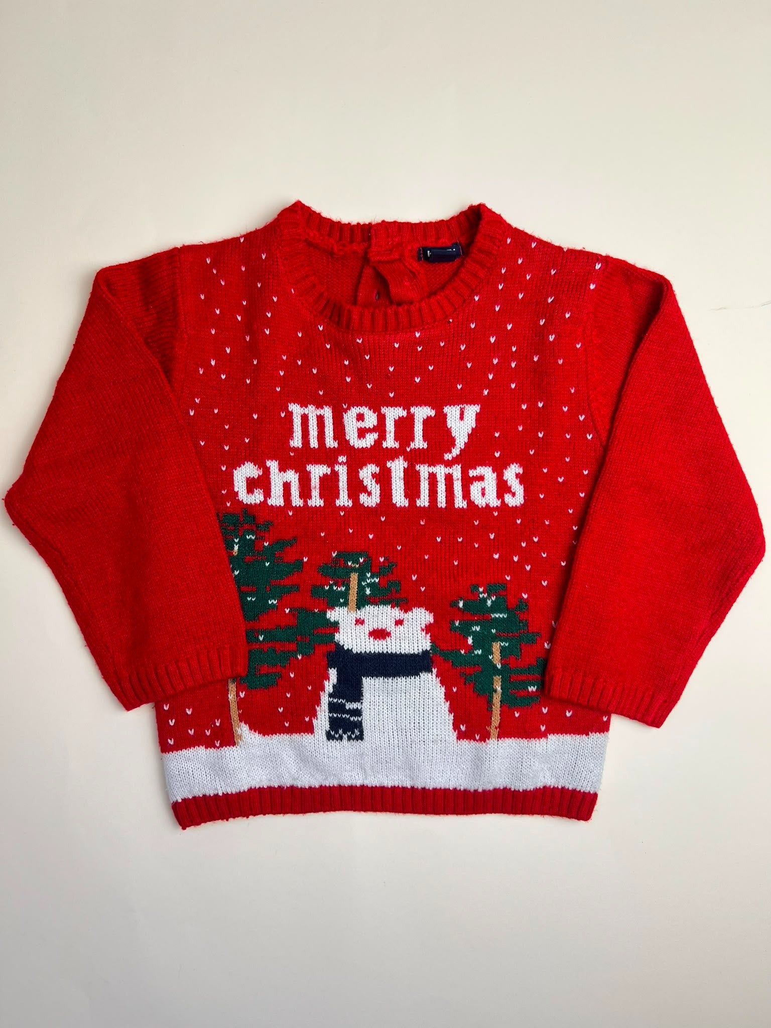 Maglione natalizio rosso per bambini con orso polare