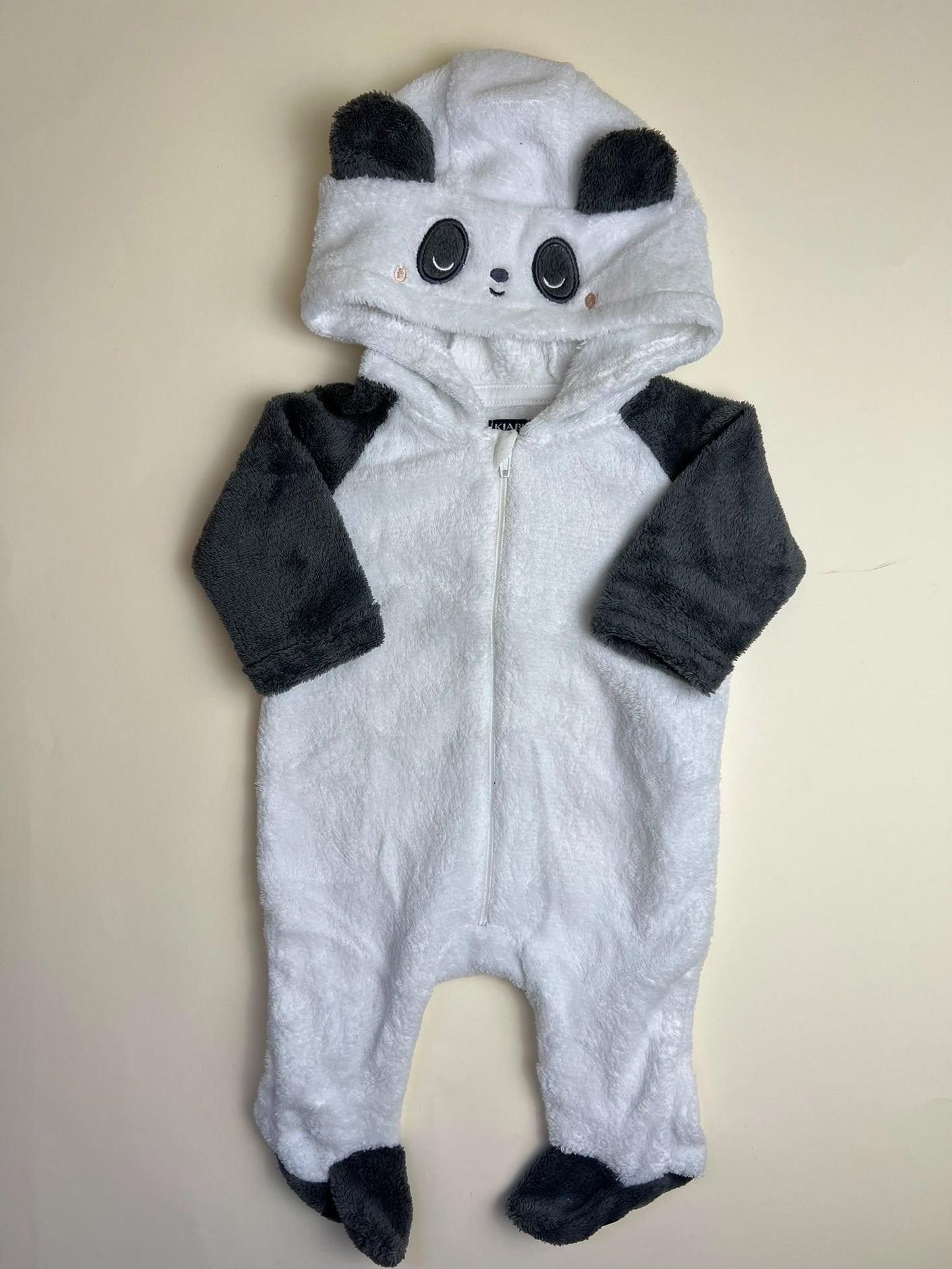 Tutina Intera Neonato in Pile con Cappuccio Panda