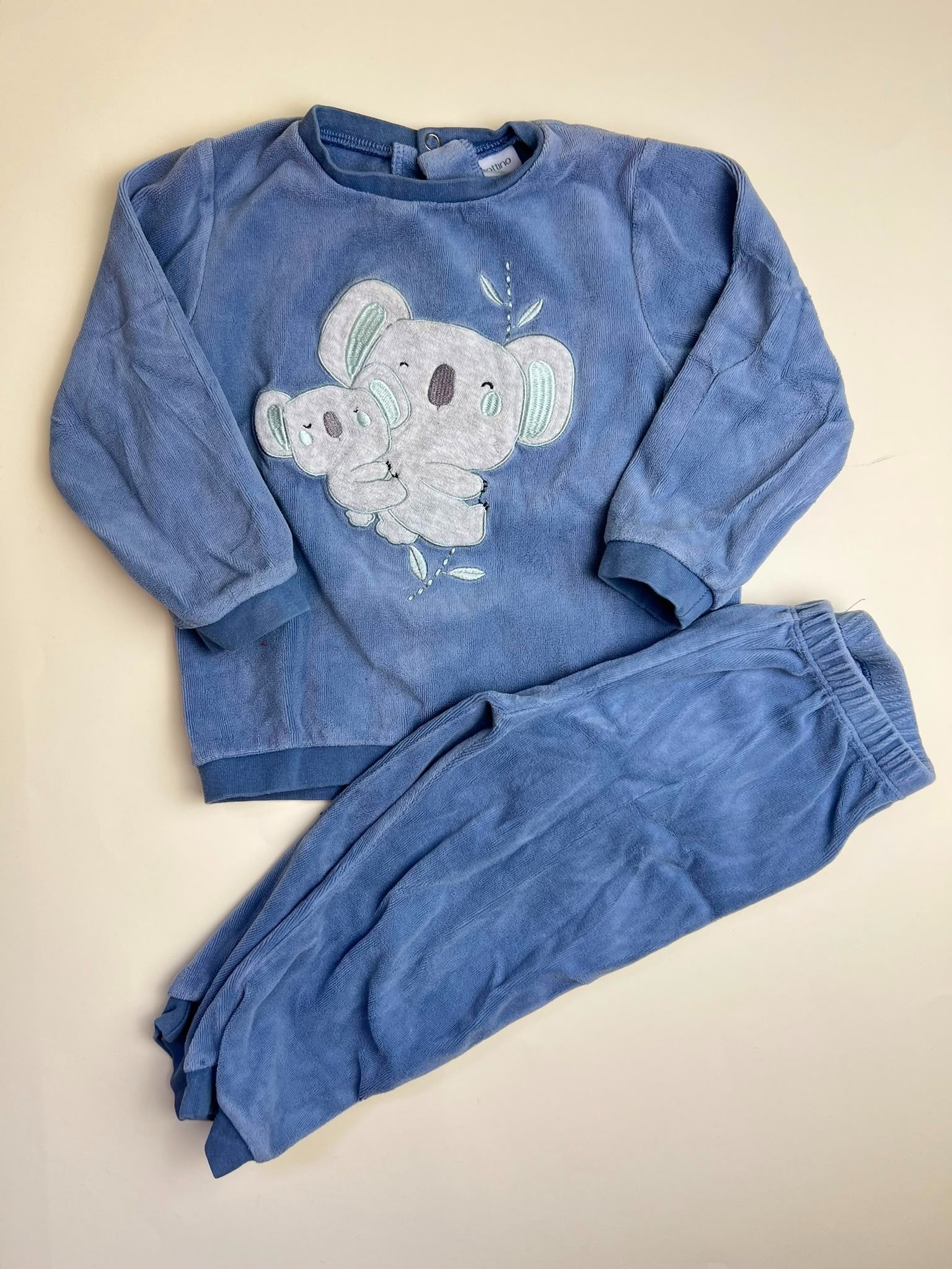 Pigiama bambino in ciniglia blu con koala