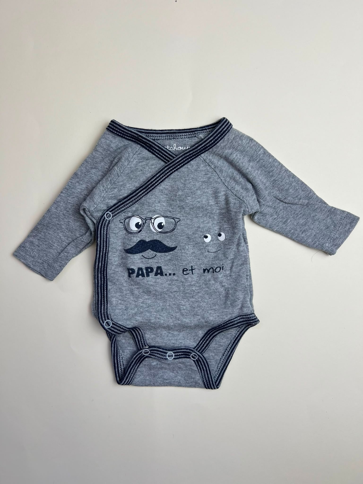 Body neonato maniche lunghe grigio 