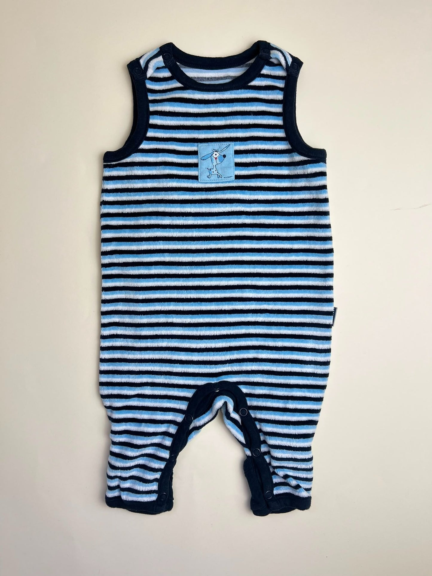 Tutina neonato a righe blu e bianche