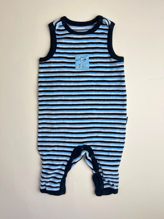 Tutina neonato a righe blu e bianche