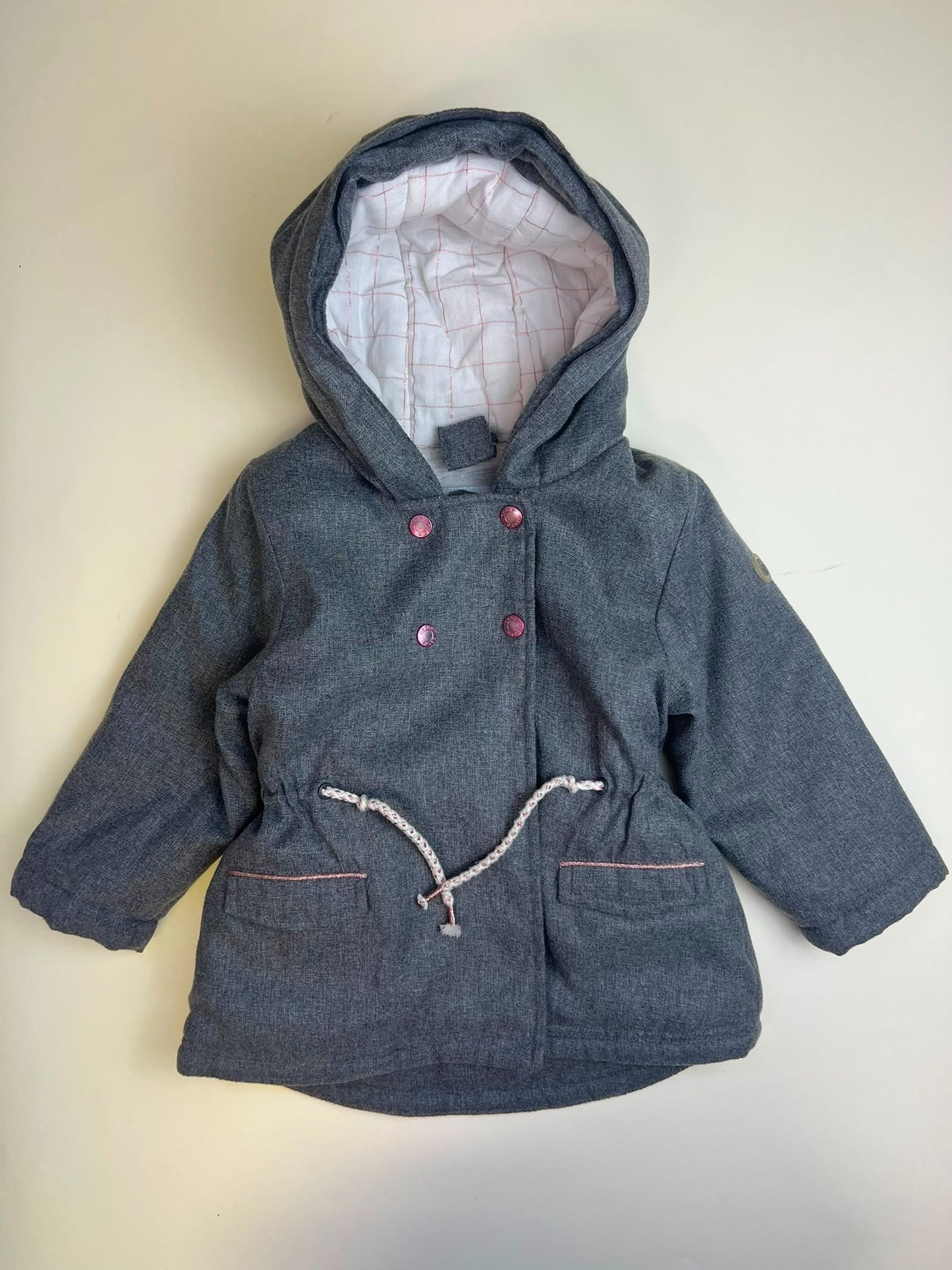 Cappotto Bambina Grigio con Cappuccio