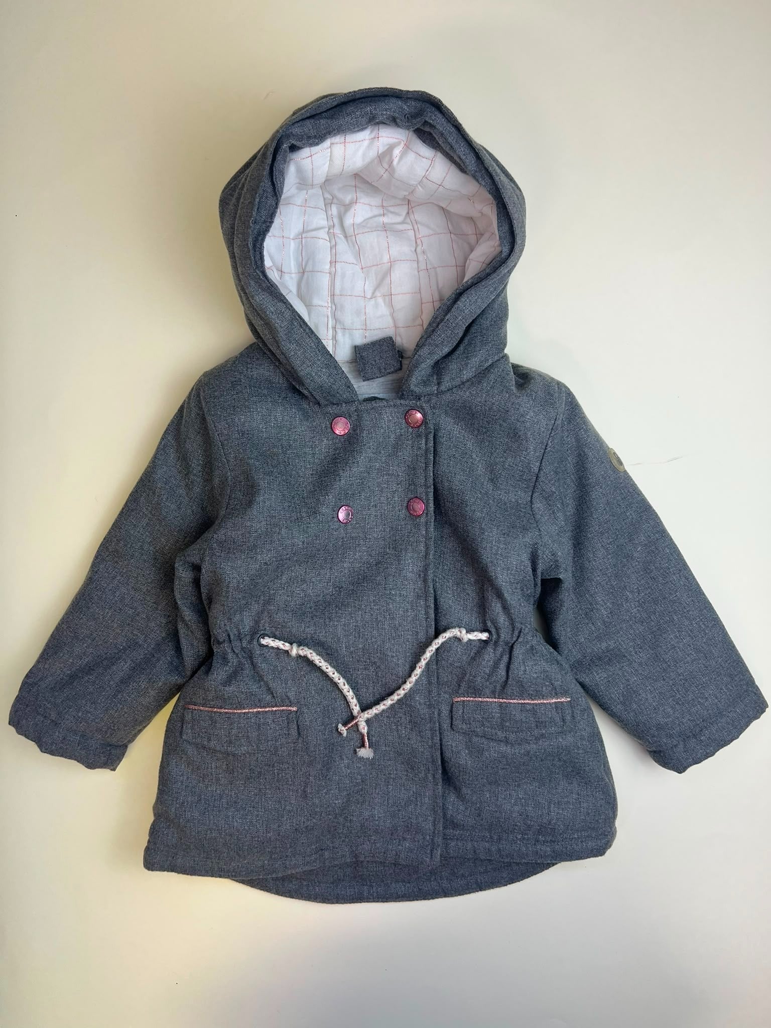 Cappotto Bambina Grigio con Cappuccio