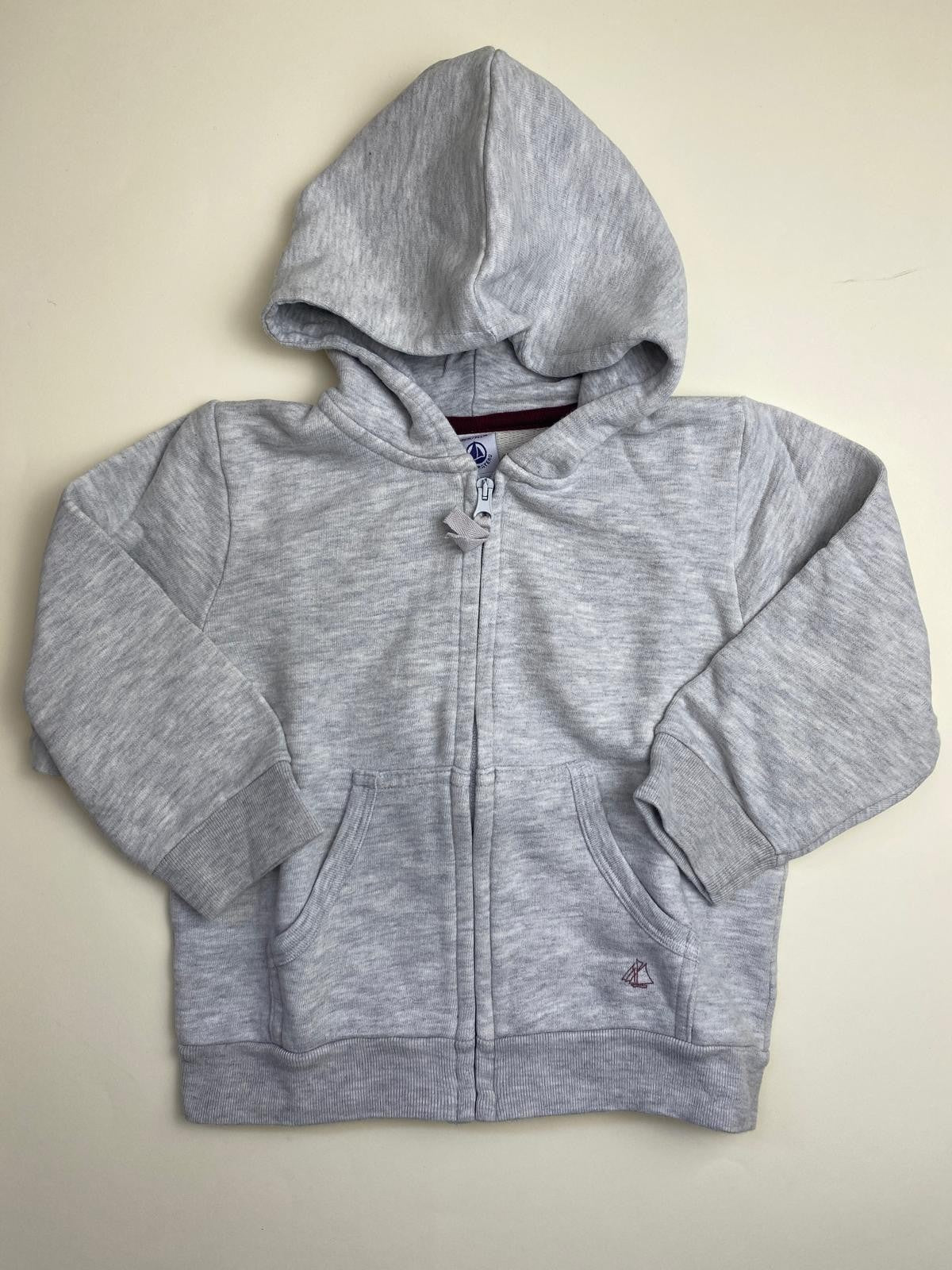 Felpa con cappuccio grigia con zip per bambini