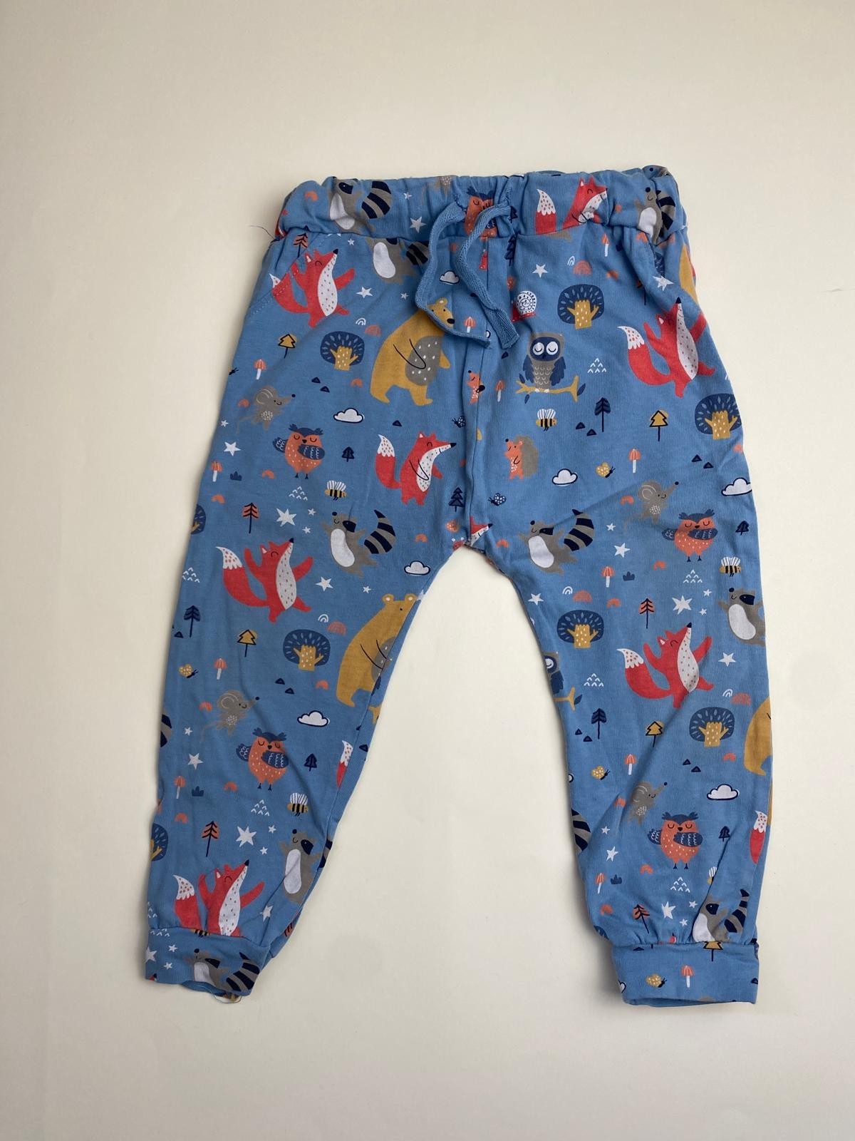 Pantaloni in jersey per bambino con stampa animali del bosco