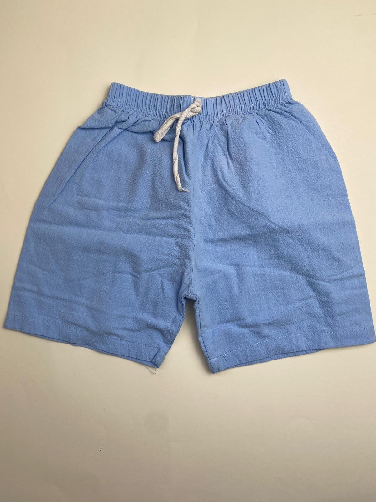 Pantaloncini in tela di cotone azzurri