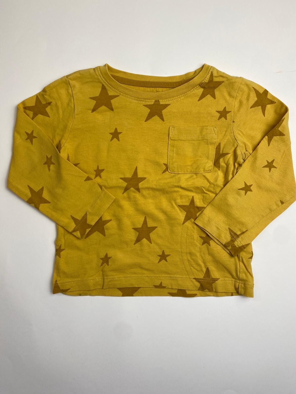 Maglietta a maniche lunghe gialla con stelle