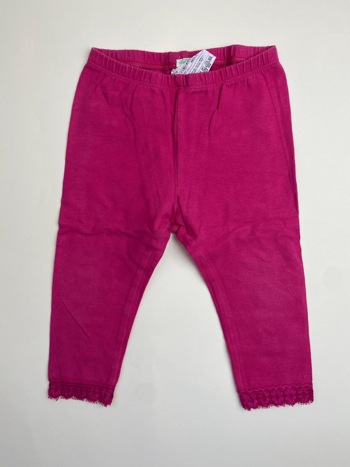 Leggings Fucsia con Bordo in Pizzo