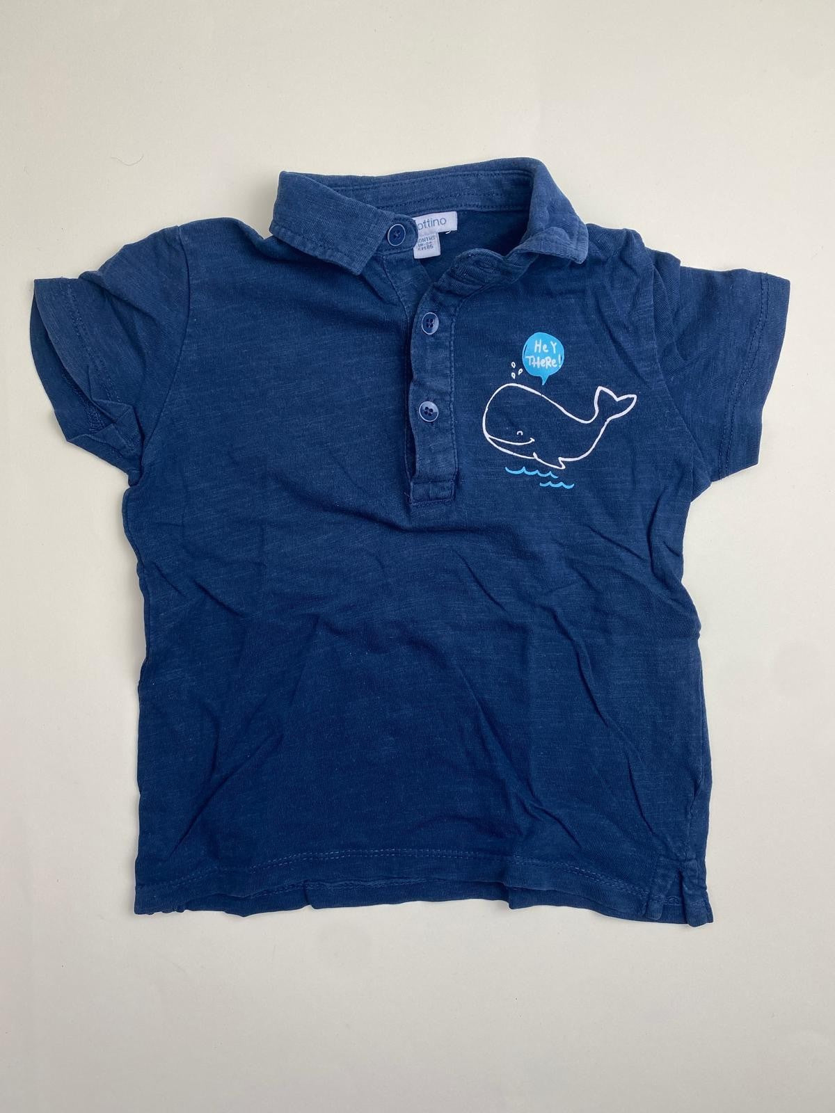 Polo bambino blu con stampa balena