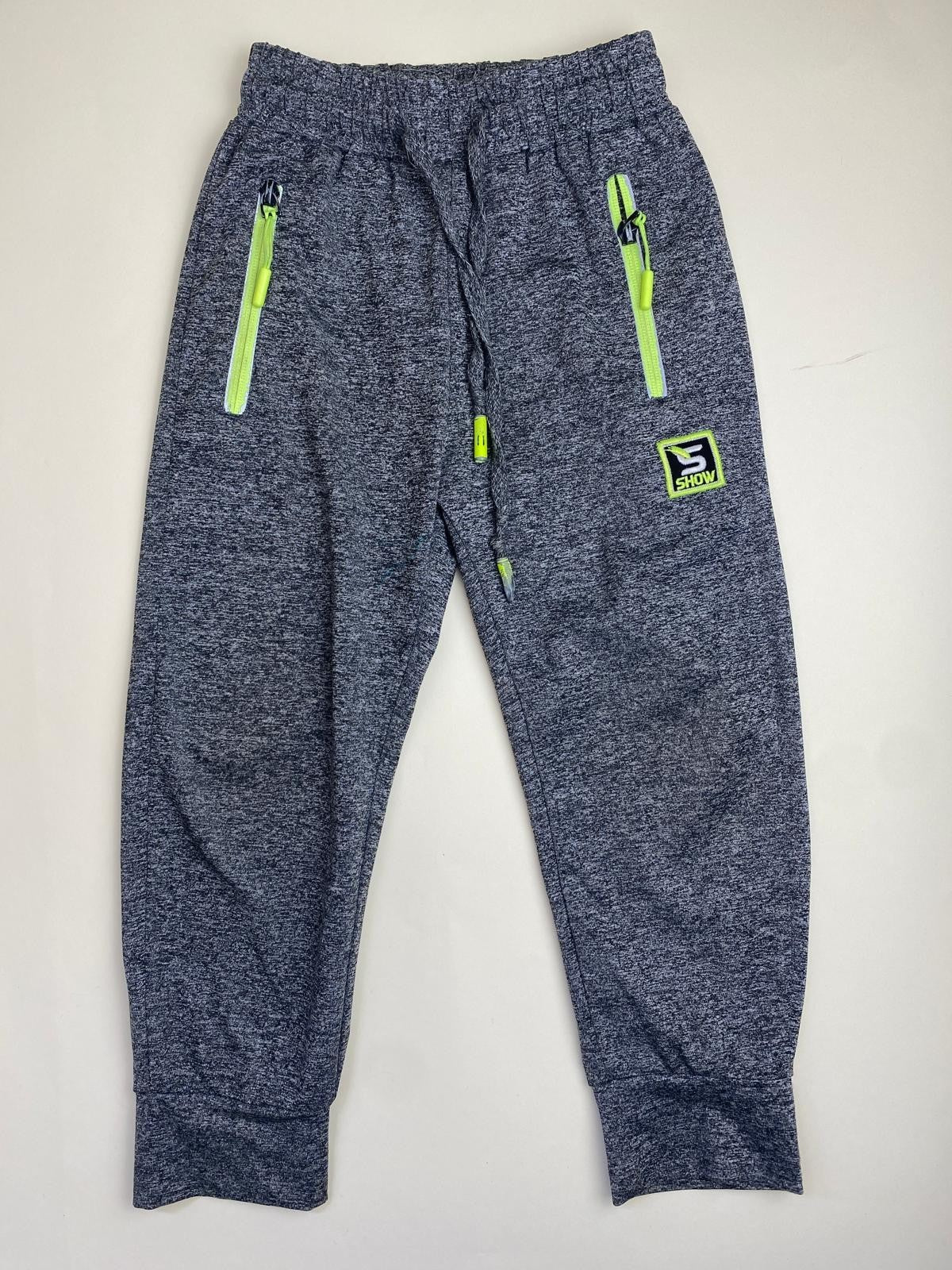Pantaloni Sportivi Joggers Grigi con Zip Neon