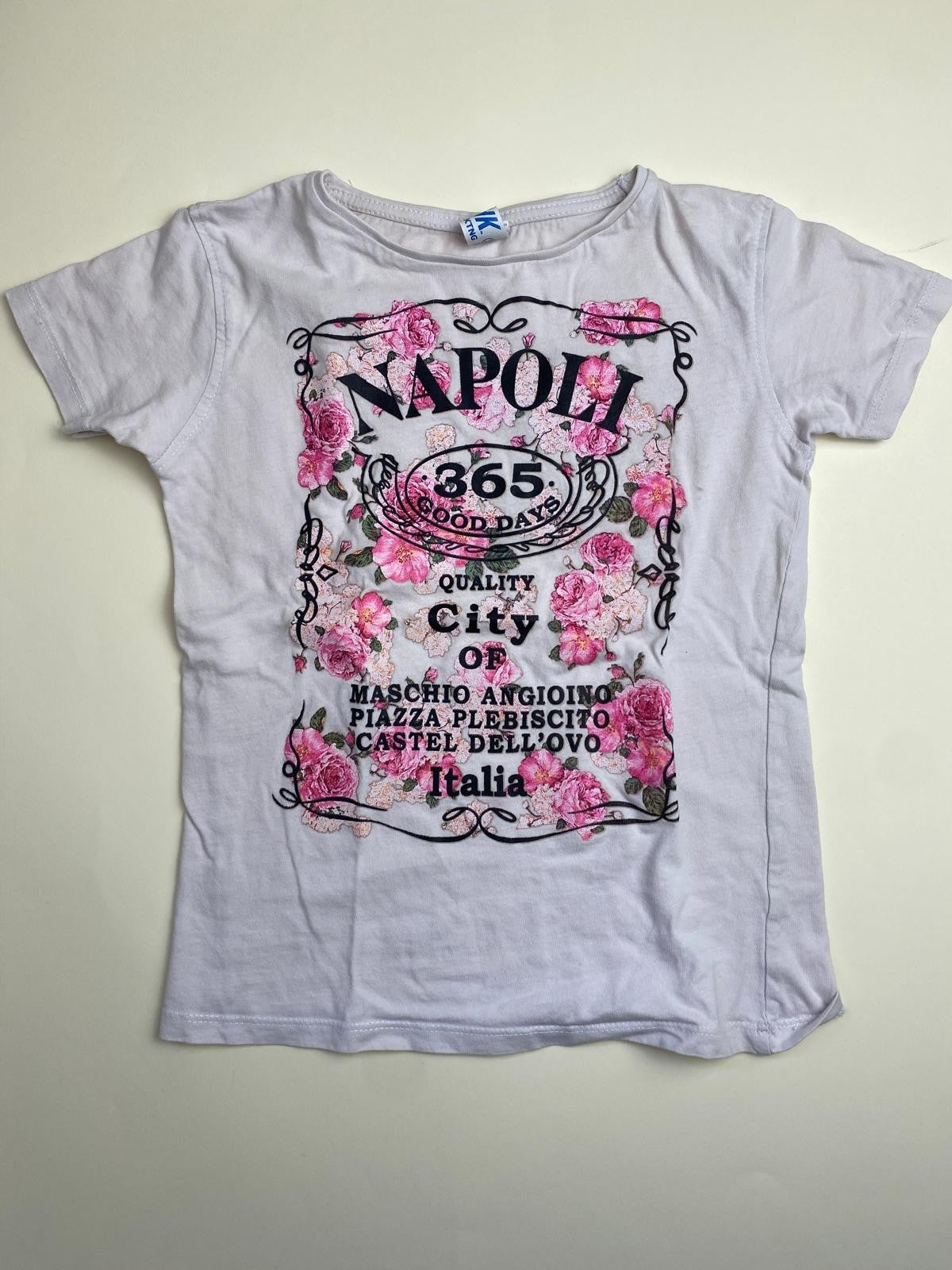 Maglietta bianca con stampa Napoli floreale