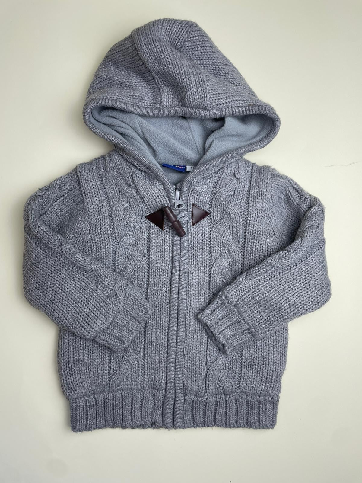 Giacca Cardigan con cappuccio in maglia a trecce per bambini