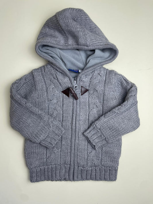 Giacca Cardigan con cappuccio in maglia a trecce per bambini