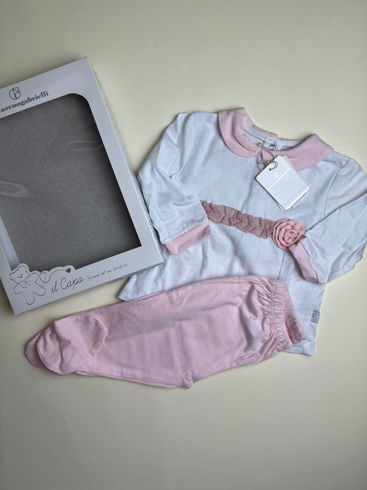 Completo Neonata Nazareno Gabrielli Bianco e Rosa