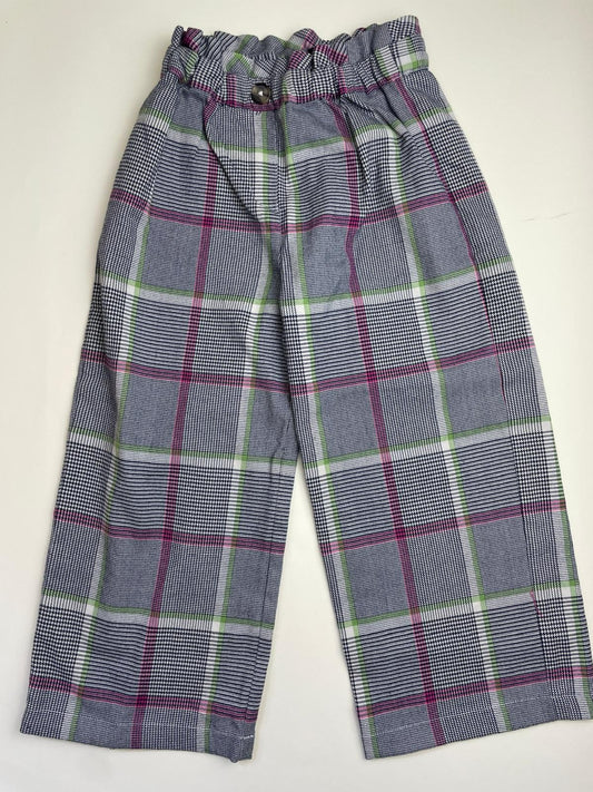 Pantaloni a Quadri con Vita Arricciata