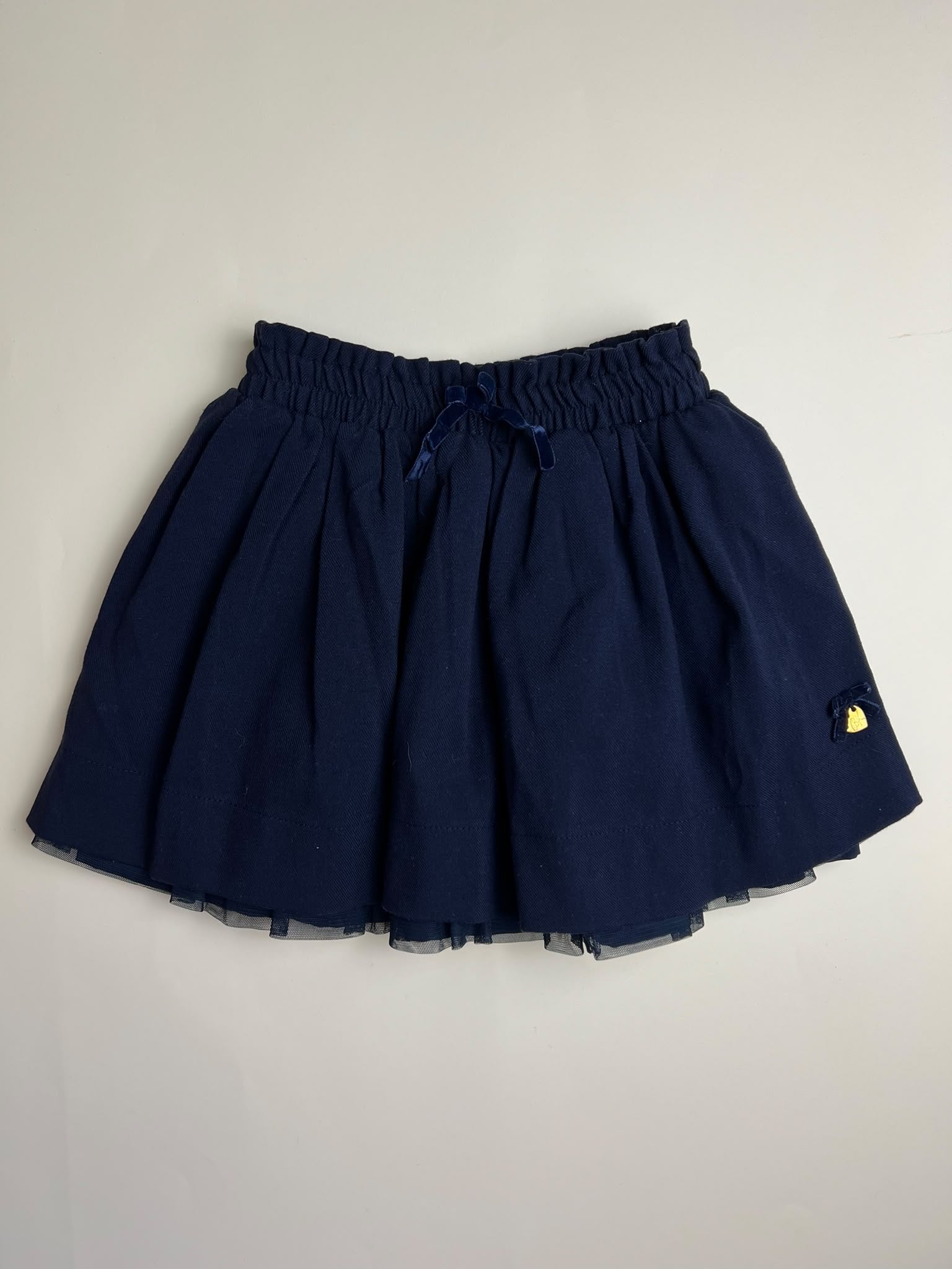 Gonna Bambina Blu Navy con Fiocco e Campanella
