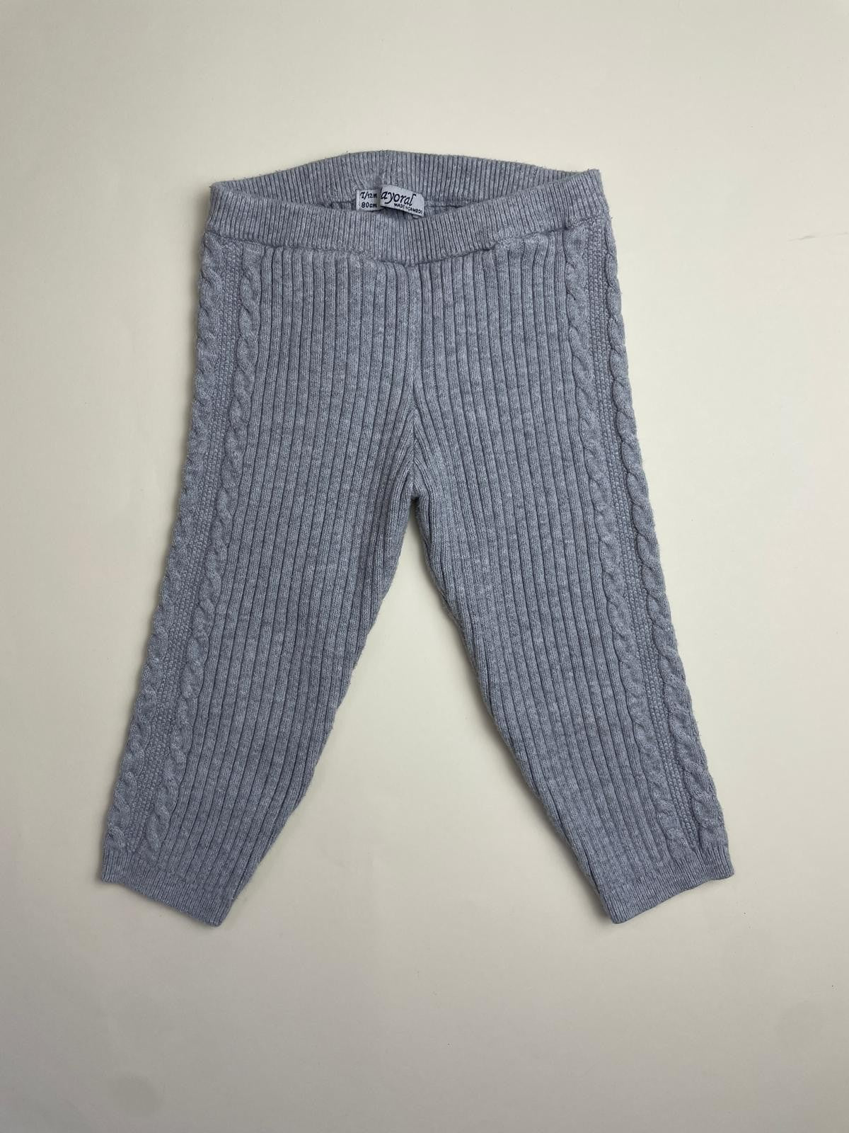 Leggings a Costine in Maglia con Treccia 
