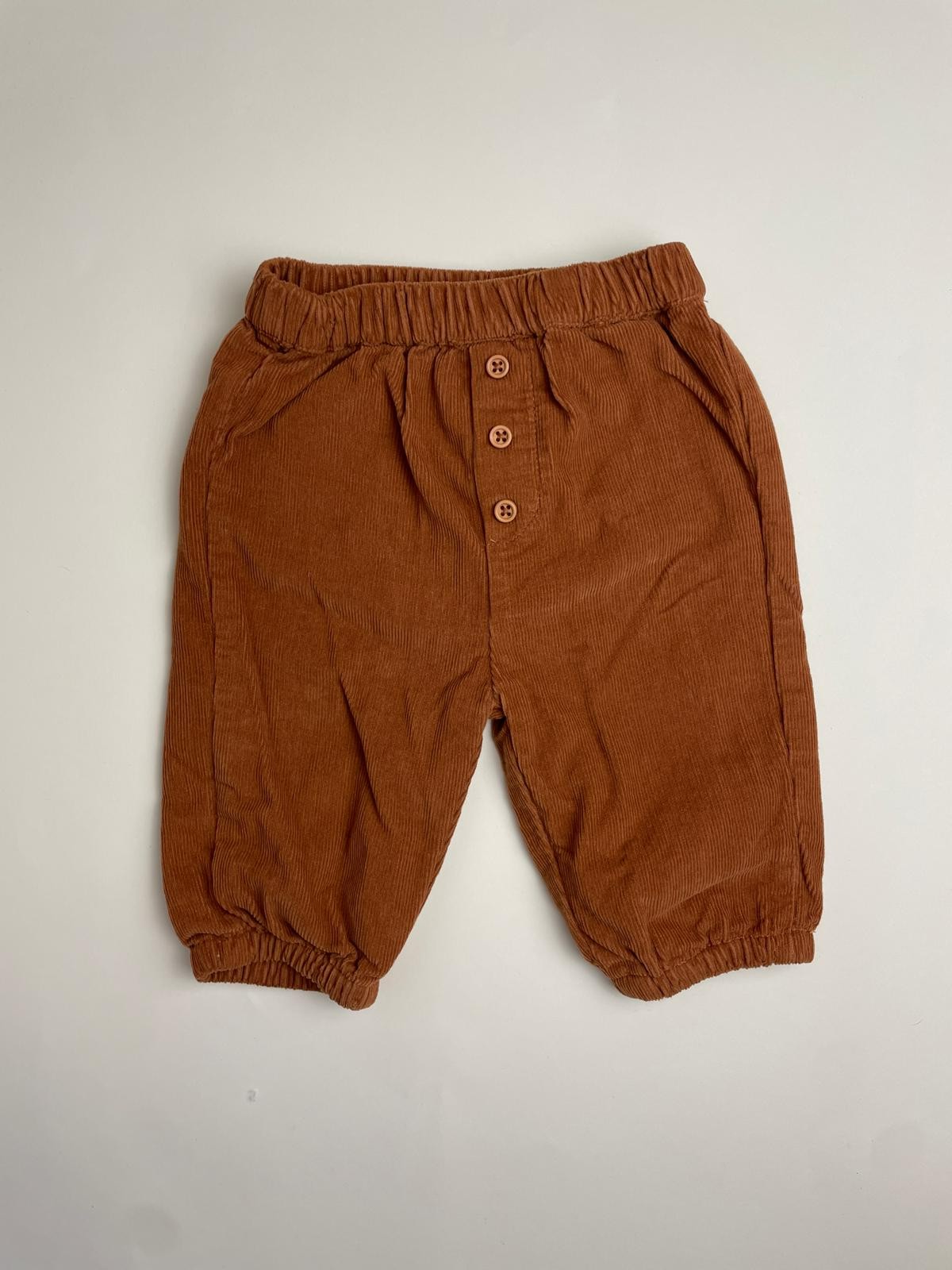 Pantaloni Bambino in Velluto a Costine Marrone con Elastico