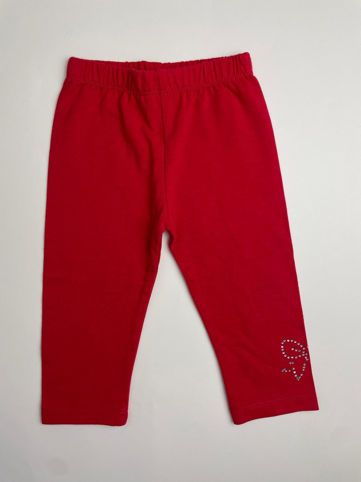 Leggings Bambina Rossi con Dettaglio Strass