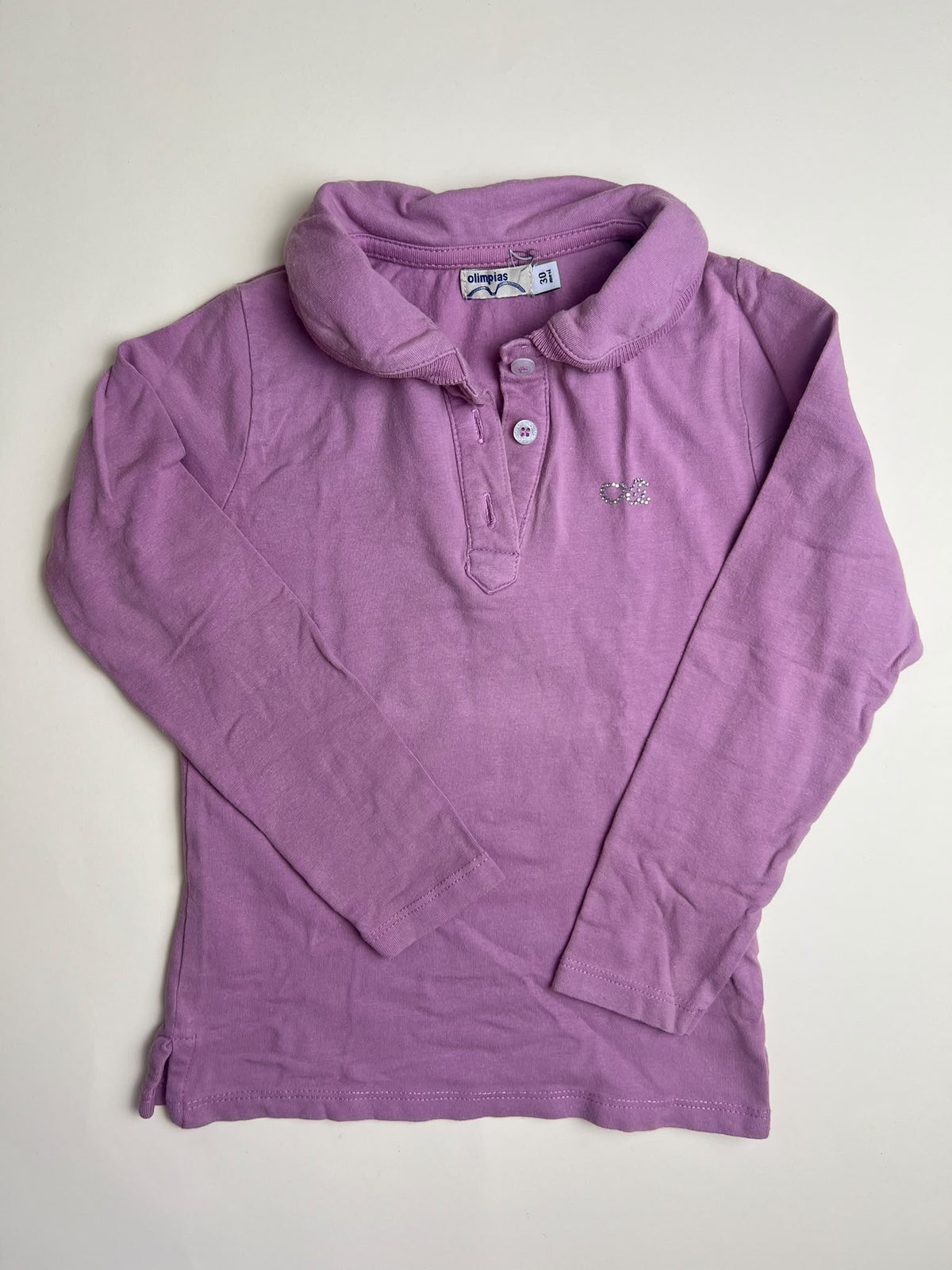 Maglia Polo Bambina Maniche Lunghe Lilla