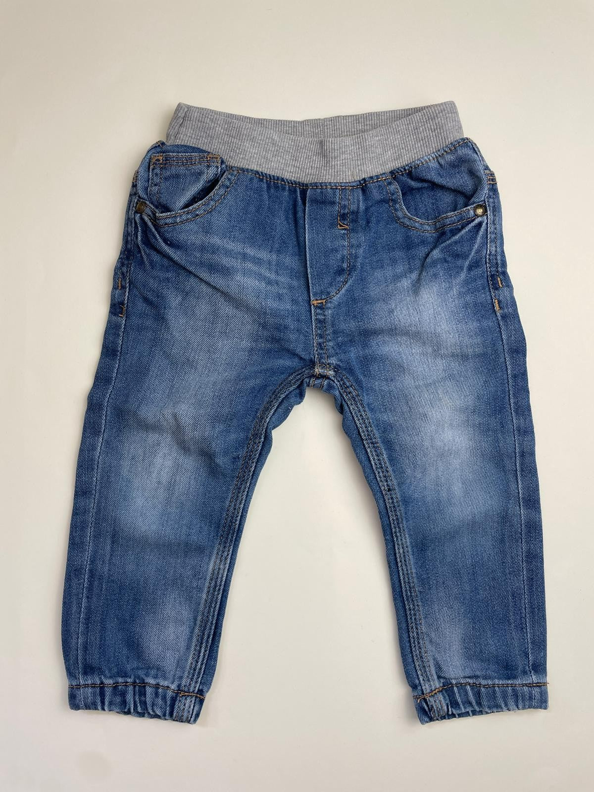Jeans Bambino in Denim Blu con Vita e Polsini Elasticizzati