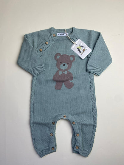 Tutina neonato in maglia con orsetto - difetto