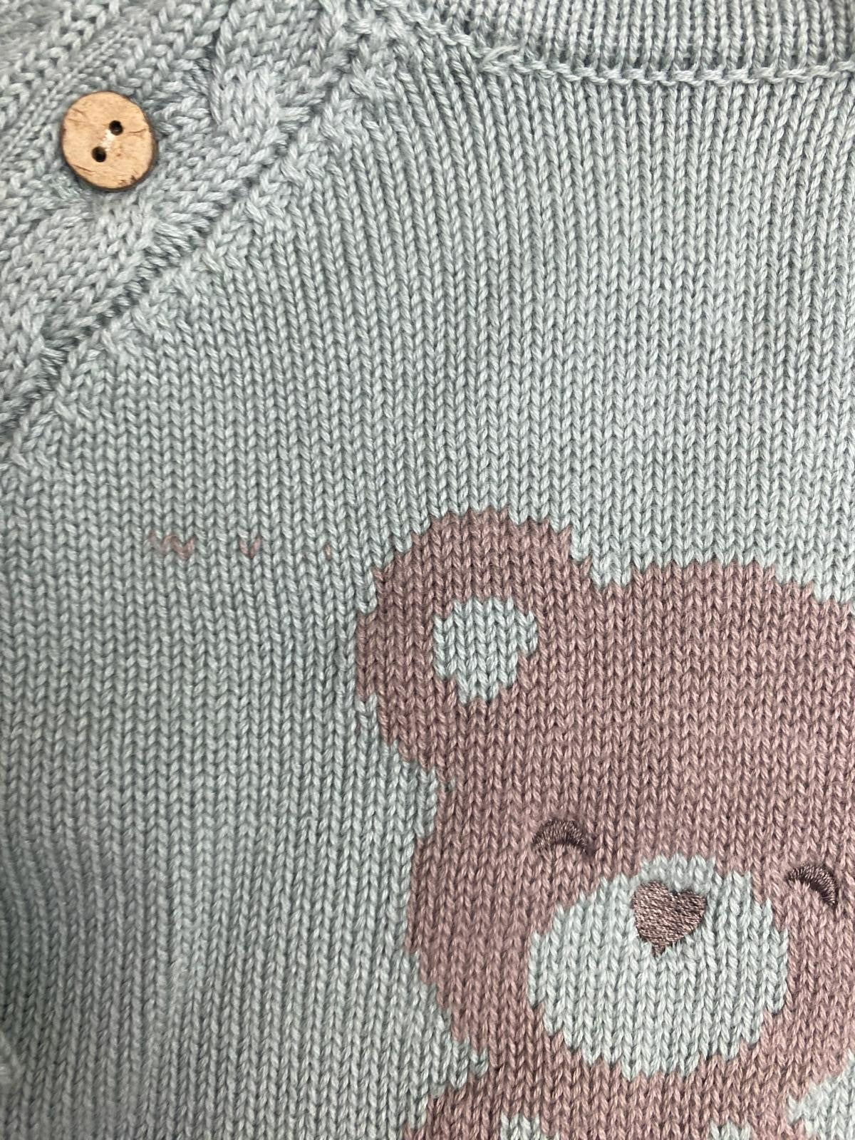 Tutina neonato in maglia con orsetto - difetto