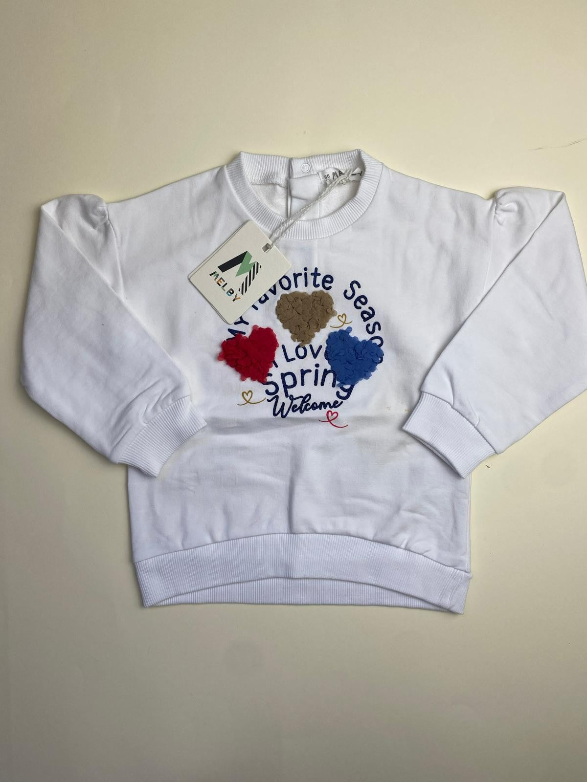 Felpa  con ricamo cuori e scritta - difetto