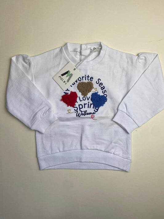 Felpa  con ricamo cuori e scritta - difetto