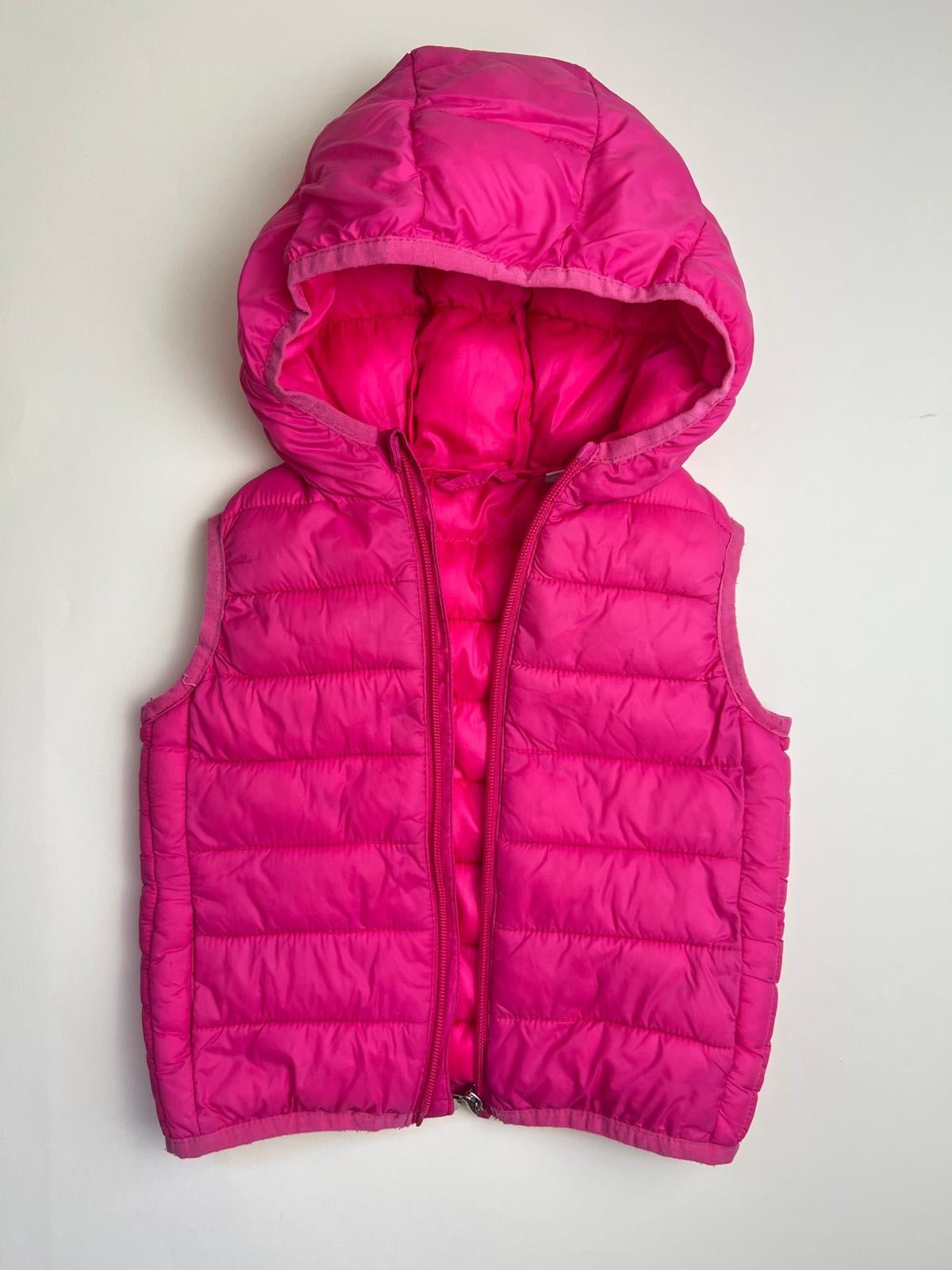 Gilet Imbottito con Cappuccio Fucsia
