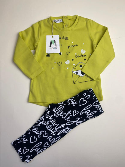 Completo Bambina Maglia Maniche Lunghe e Leggings - difetto