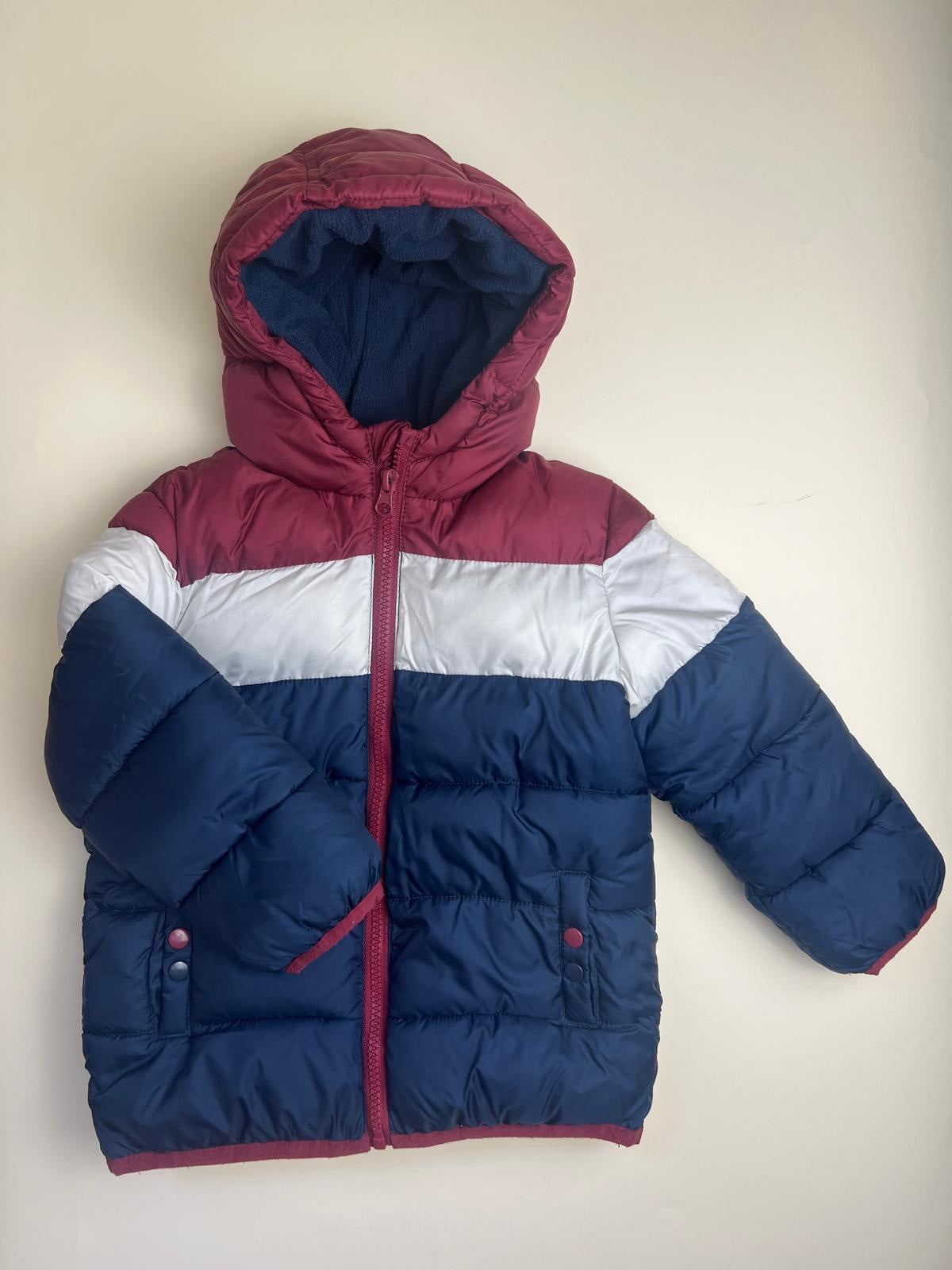 Piumino Bambino Tricolore con Cappuccio